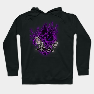 Purple Neon Fire Samurai Skull Hoodie